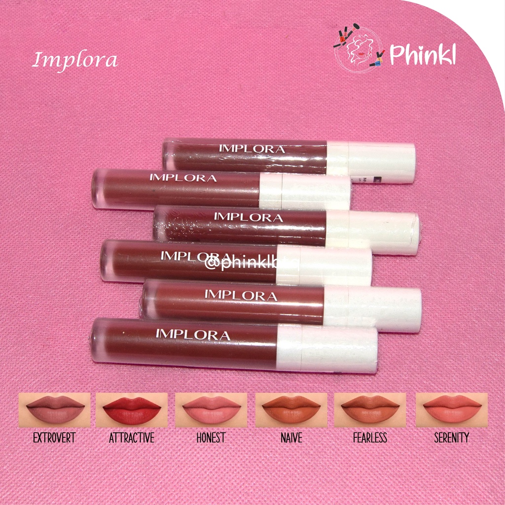 `ღ´ PHINKL `ღ´ ɪ ᴍ ᴘ ʟ ᴏ ʀ ᴀ   Implora lip velvet mattee lipstick lembut cair hasil tahan lama bisa ombre