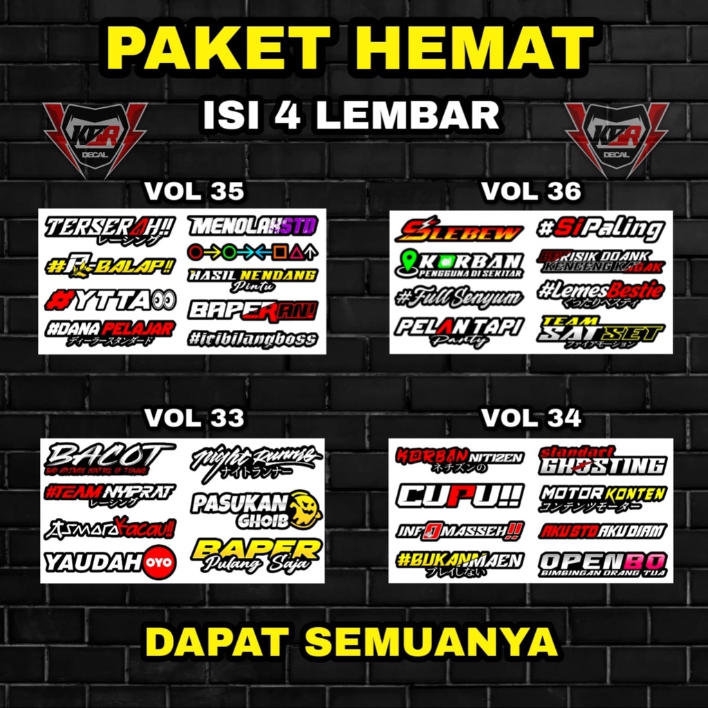 Stiker Racing Pack Print Cut Viral Terbaru Paket Hemat Stiker Motor Sticker Helm