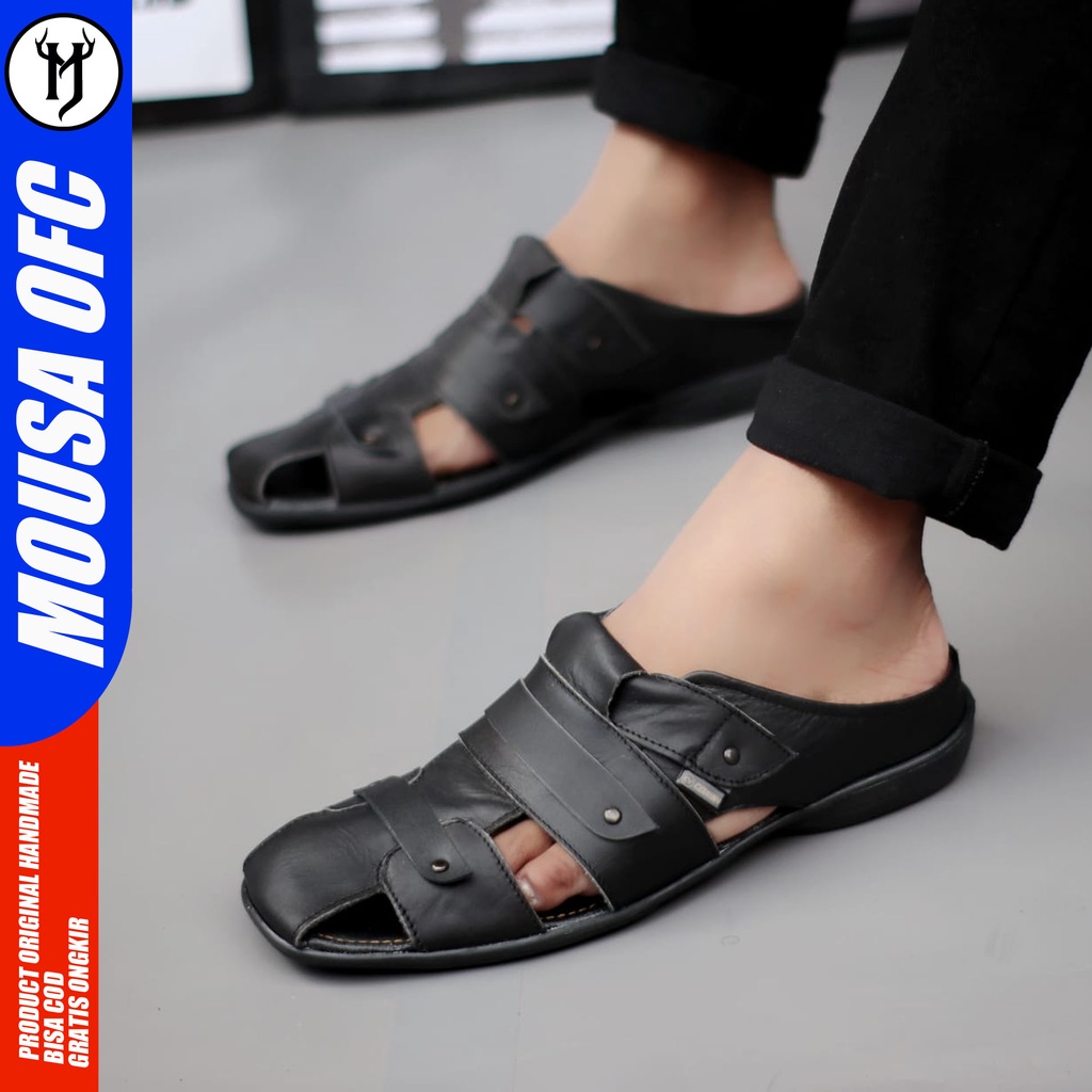 Sandal Slop Pria Kulit Asli Mousa Hago