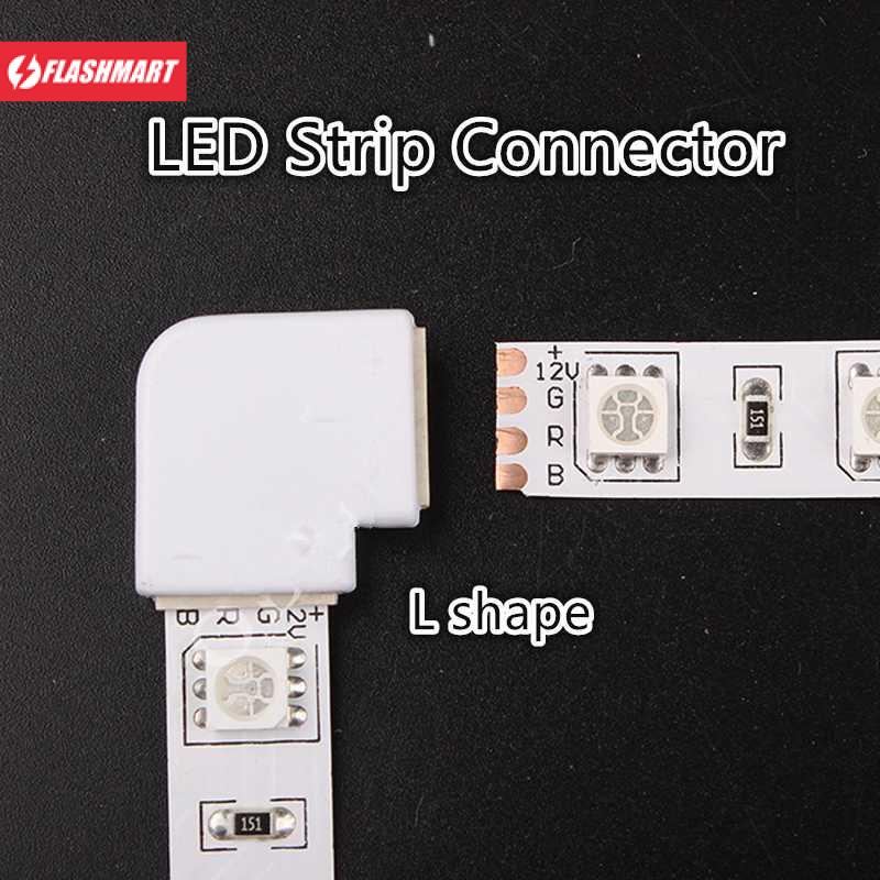 Flashmart Konektor Lampu LED Strip L Shape Connector Lamp 4 Pin 10mm