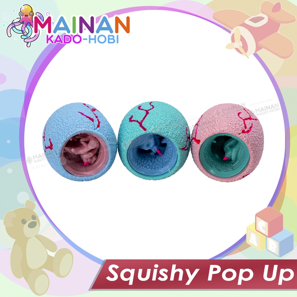 HADIAH ULANG TAHUN MAINAN ANAK SQUISHY POP UP POUL TRY KARAKTER DINO