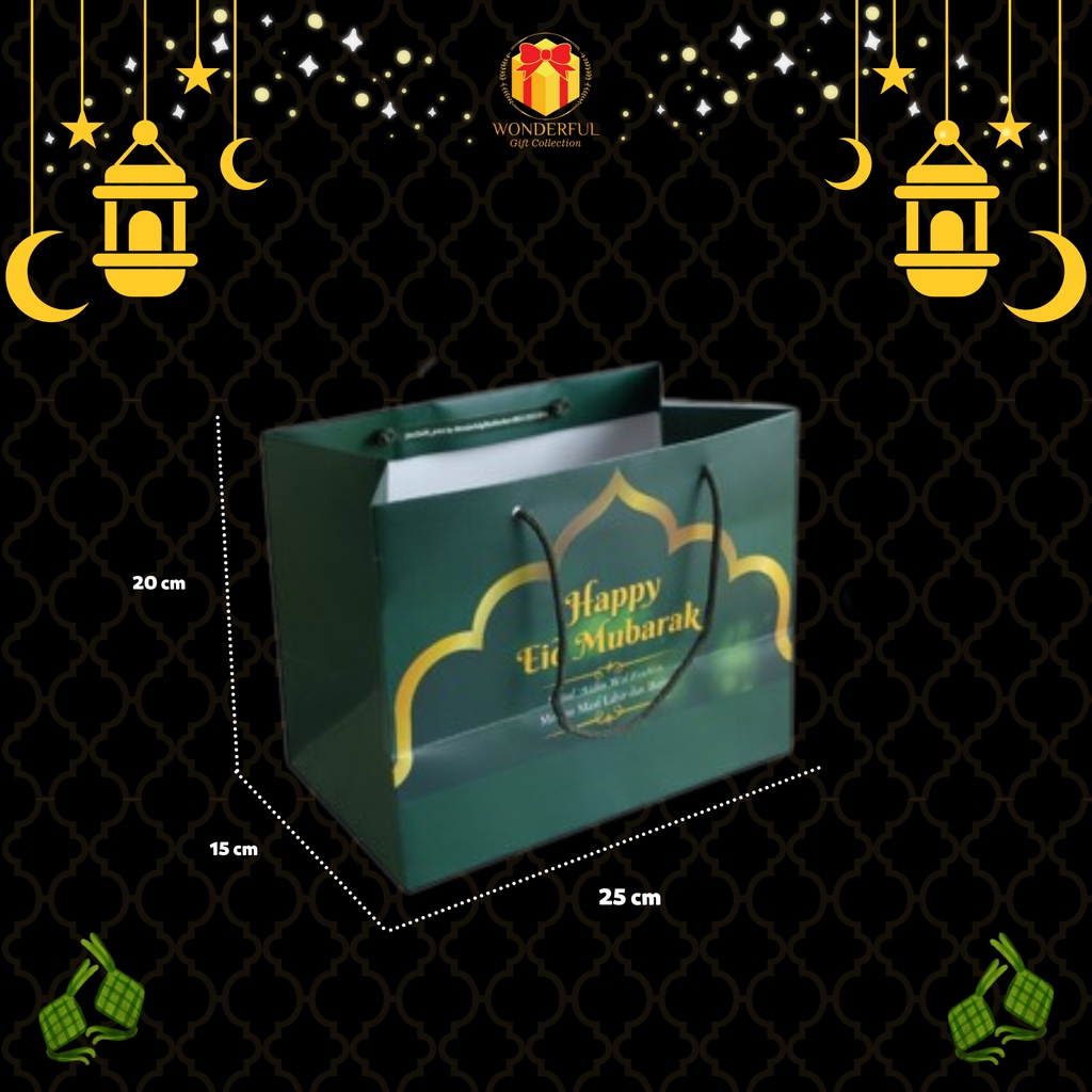 

[6 pc] GOODIE BAG / PAPER BAG HAMPERS IED MUBARAK 25X15X20 PBL03