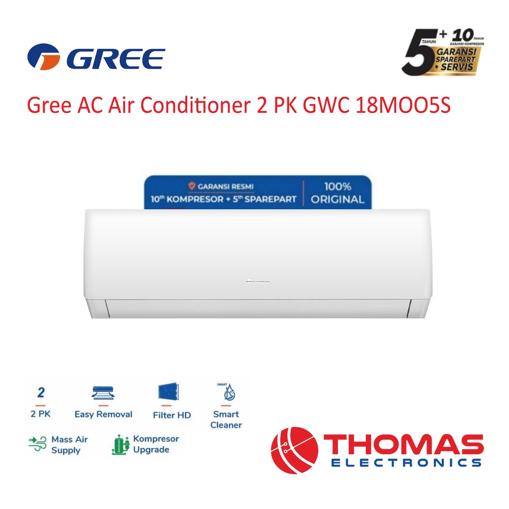 Gree AC Air Conditioner 2 PK GWC 18MOO5S New Series GWC18MOO5S Garansi Resmi