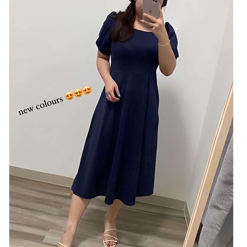 DUTA FASHION | Hanji Dress LD100 PJ100 / Loly Crepe Premium / Midi Dress Wanita Viral Terbaru Dress 