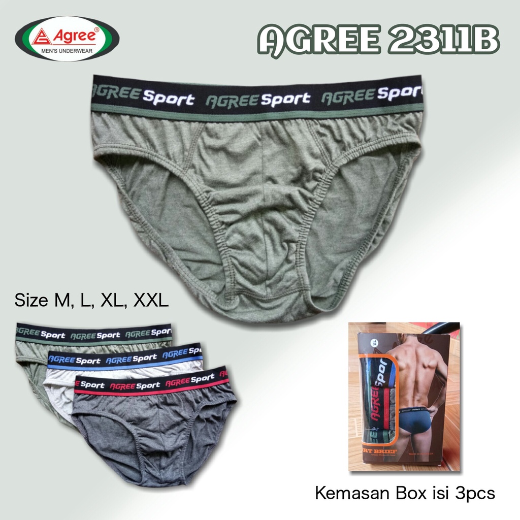 3 Pcs - CD Agree Sport 2311 Karet Boxer Pria Dewasa | Celana Dalam Laki Laki Dewasa Remaja Katun Polos Halus Underwear Adem Sguna