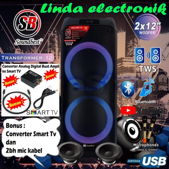 Sound Speaker Aktif Wireless Soundbest Transformer 12 X2 Original
