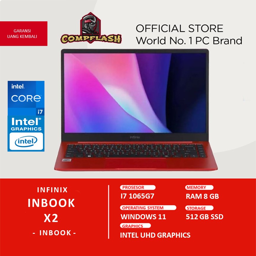 LAPTOP INFINIX INBOOK X2 I7 1065G7 RAM 8GB 512GB SSD FHD