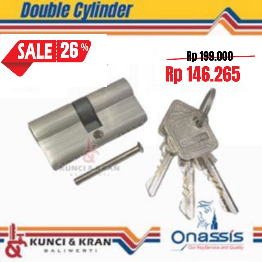 Silinder Kunci Onassis DC 65mm DPL Double Cylinder Kunci Rumah