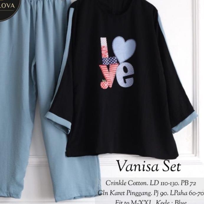 ♀ VANISA SET LOVE CRINKLE PRINTING LD 110 // SETELAN KOMBINASI POLOS CRINKLE // ONE SET POLOS KOMBIN