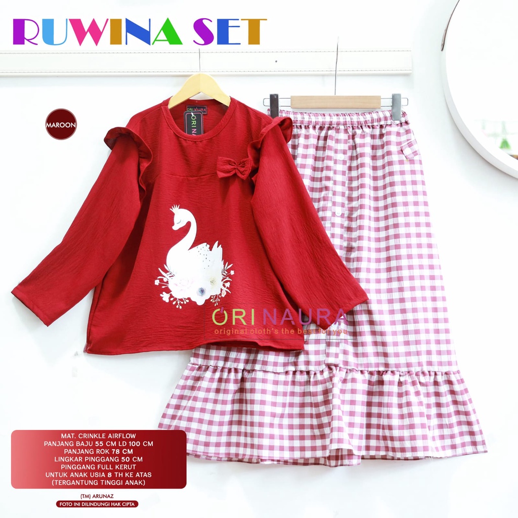 Baju Anak Perempuan Lucu Setelan Rok Kotak Anak Cewek Cantik Usia 8 Tahun ke Atas