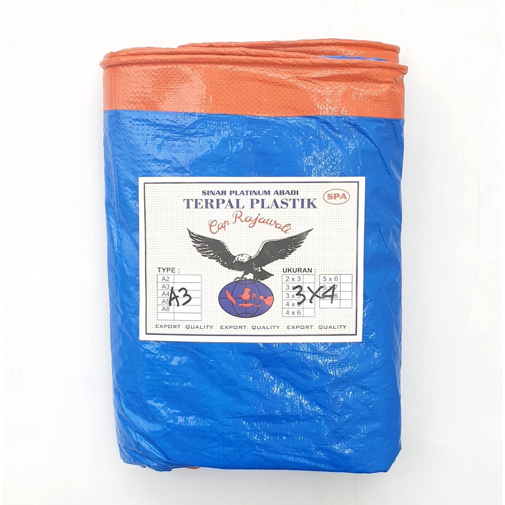 Rajawali ORI 100% Super UV A3 3x4 Meter BIRU MUDA ORANGE Terpal Plastik PREMIUM Bagus Awet Dan Murah