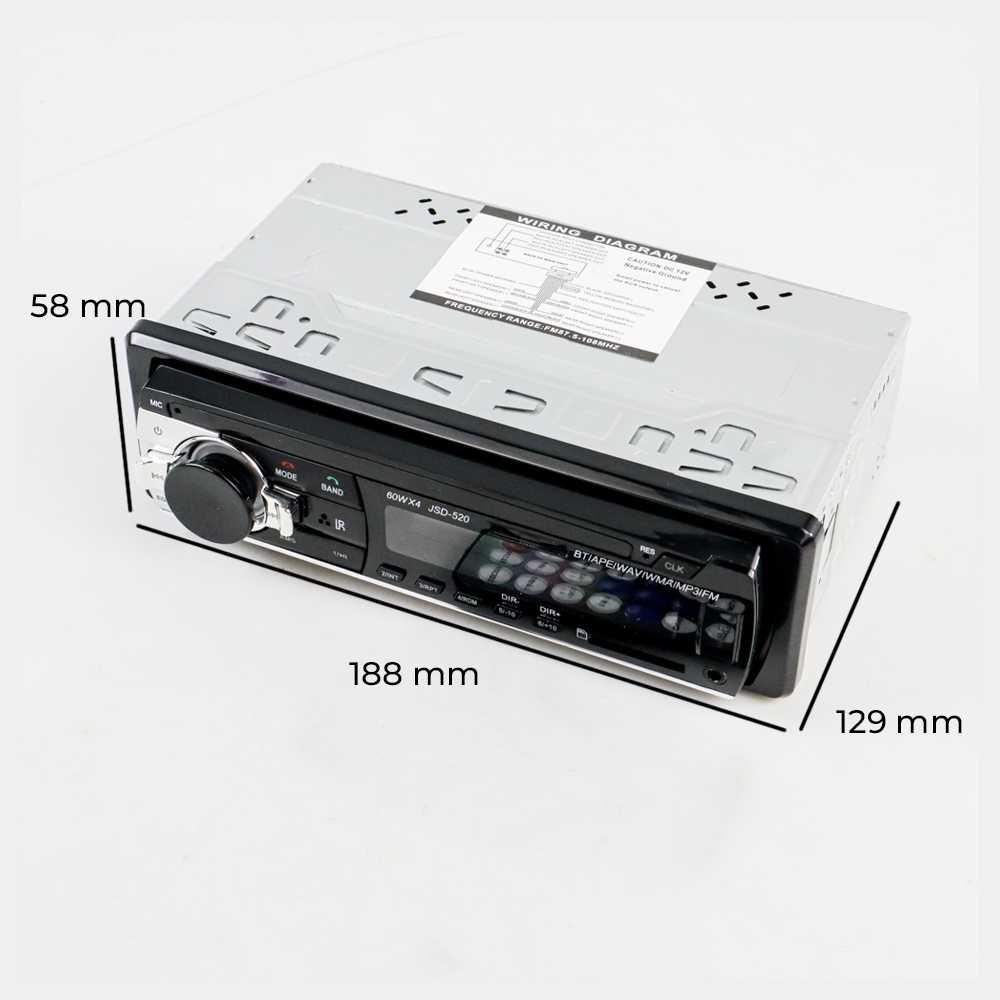 Tape Audio Mobil Multifungsi Bluetooth MP3 FM Radio 60 W x 4 12 Pin - JSD-520 - Black