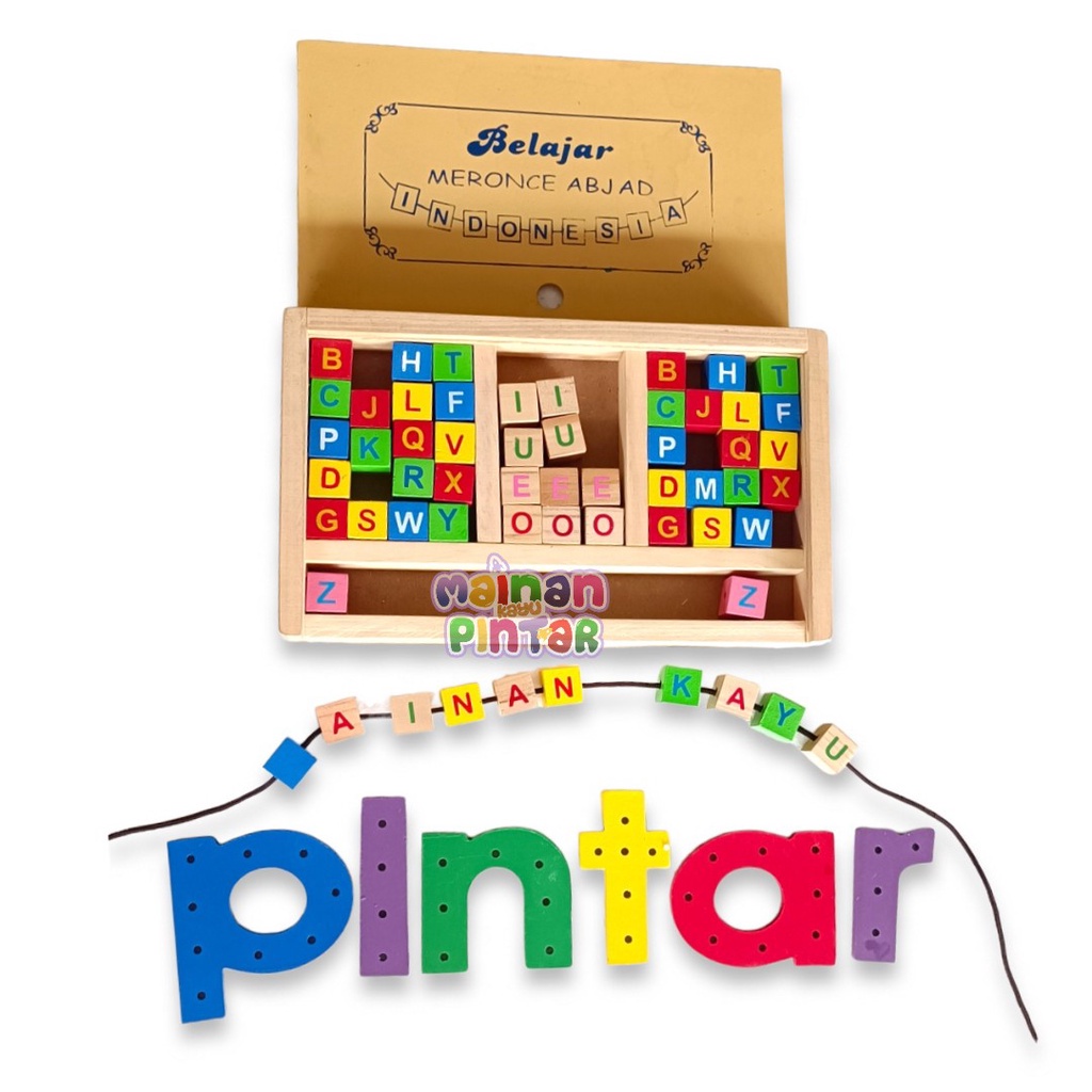 Meronce Abjad Dengan Tutup Mainan Edukasi Anak