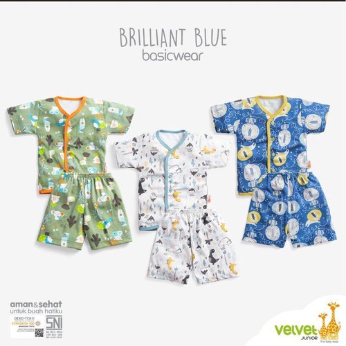 Velvet Junior Setelan Baju Anak Kancing Tengah Pendek Celana Pendek - BasicWear Magical Adventures ,southern charm,dan briliant blue