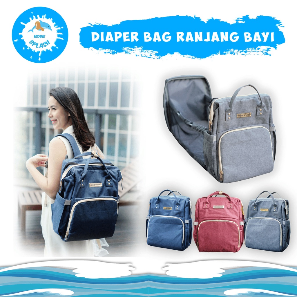 Clearance Sale Tas Bayi 2in1 | Diaper Bag Ranjang Bayi Multifungsi KIDDIE SPLASH
