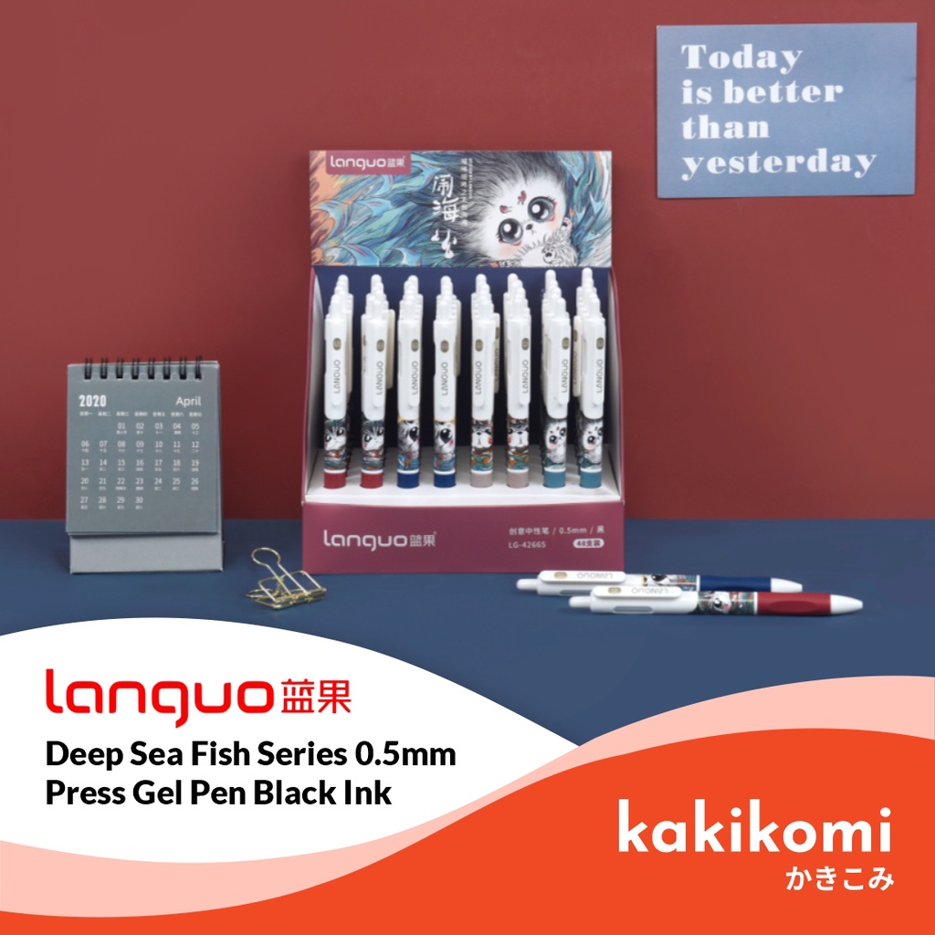 

Pulpen Lucu Clicker Gel 0.5mm Languo Deep Sea Fish Series Pen Tinta Hitam Karakter Kucing Lucu