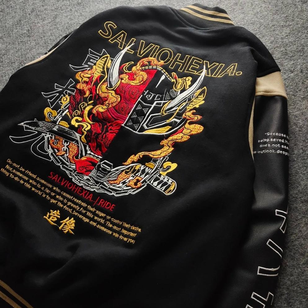 SALE Varsity Jacket HITAM CREAM Jaket Varsity Pria Premium HITAM LEATHER Nascar Varsity Baseball Jac