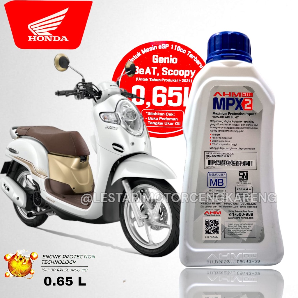 OLI MPX 2 10W30 MATIC 650ML SCOOPY LED GENIO BEAT 2020 LED 100% AHM