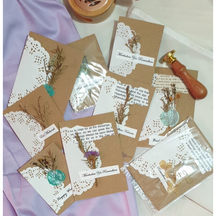 JPL Vintage Rustic Card - Kartu Ucapan Dengan Hiasan Bunga Kering