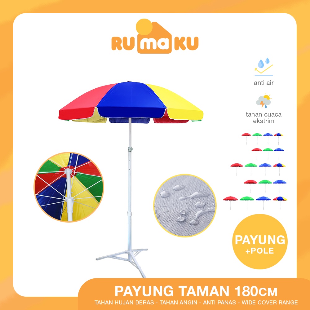 Rumaku Payung Tenda 180 CM Jualan Taman Pantai Cafe Bazar Lapak