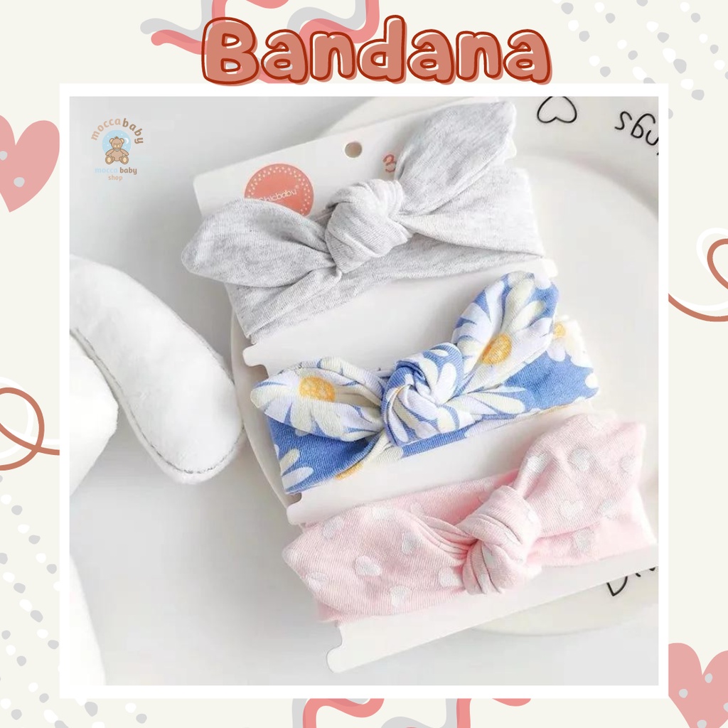 MBSS - BANDANA MOTIF A Bandana Set isi 3 Motif Beda / Headband Bayi Newborn Anak Perempuan Part 2