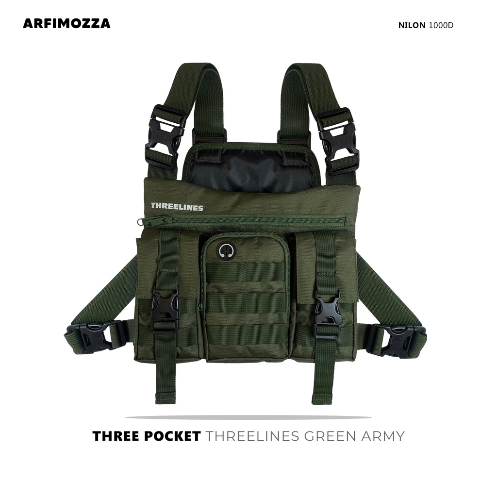 TAS DADA PRIA TACTICAL ORIGINAL NEISDA THREE POCKET GREEN ARMY / CHEST RIG BAG NEISDA ORIGINAL / CHEST BAG PREMIUM ORIGINAL NEISDA