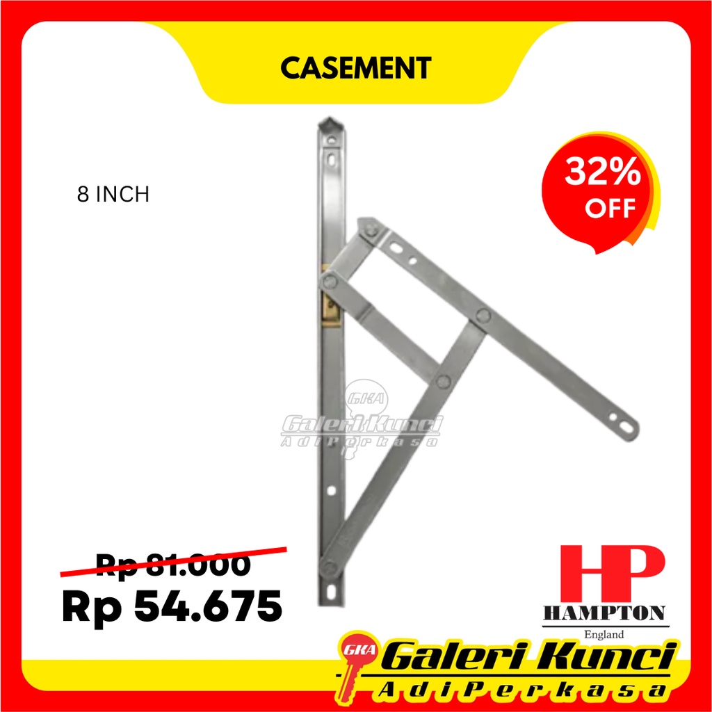 Engsel Casement Hampton HMT 8 Inch ss Engsel Jendela Aluminium