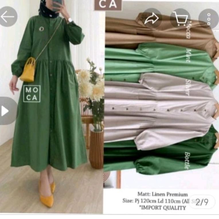 PALING DICARI Midi Dress Katun Linen Rami Premium Pocku Midi Dress Katun Linen Rami