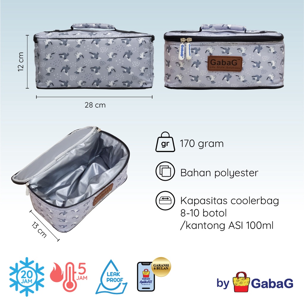 GABAG COOLER BAG INFINITE SERIES AWAN / CRYSTAL /BUNGA Tas Pendingin Botol Susu ASIP