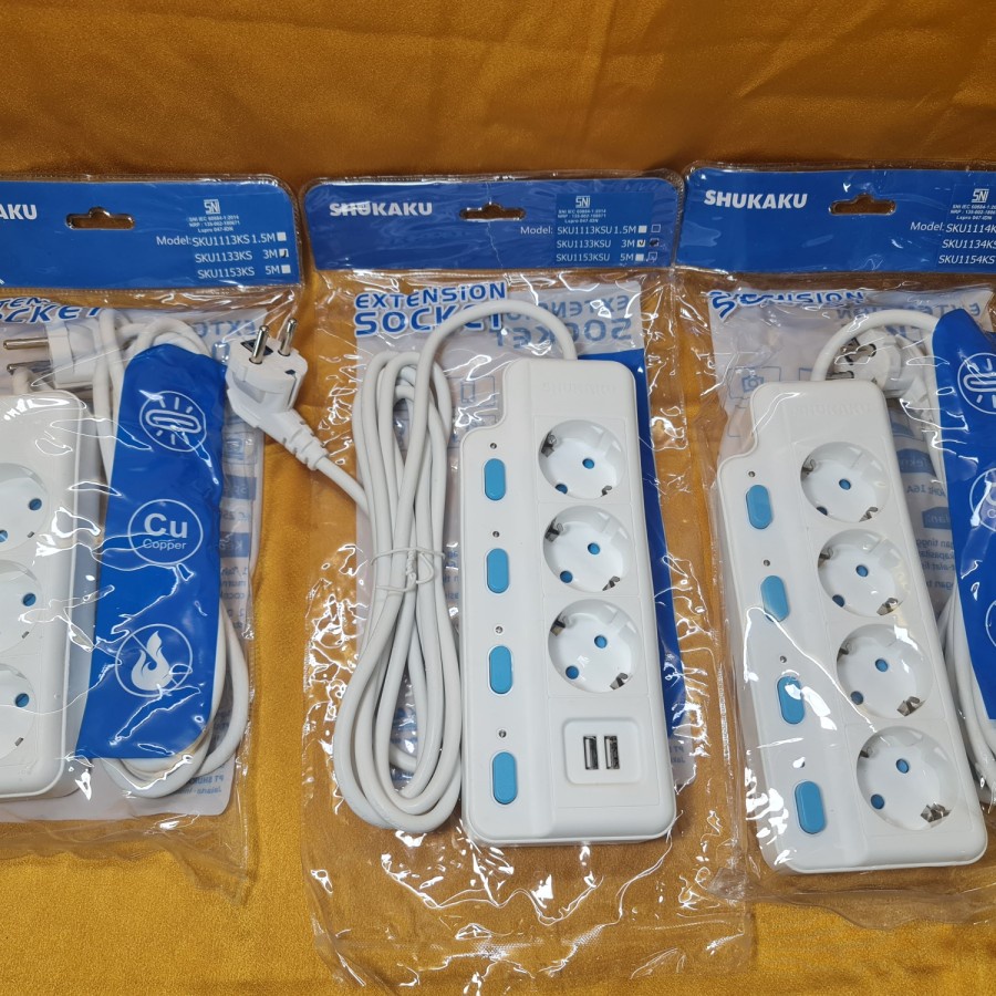 Stop Kontak Berkualitas Shukaku Extesion Socket sku8133ksu + USB