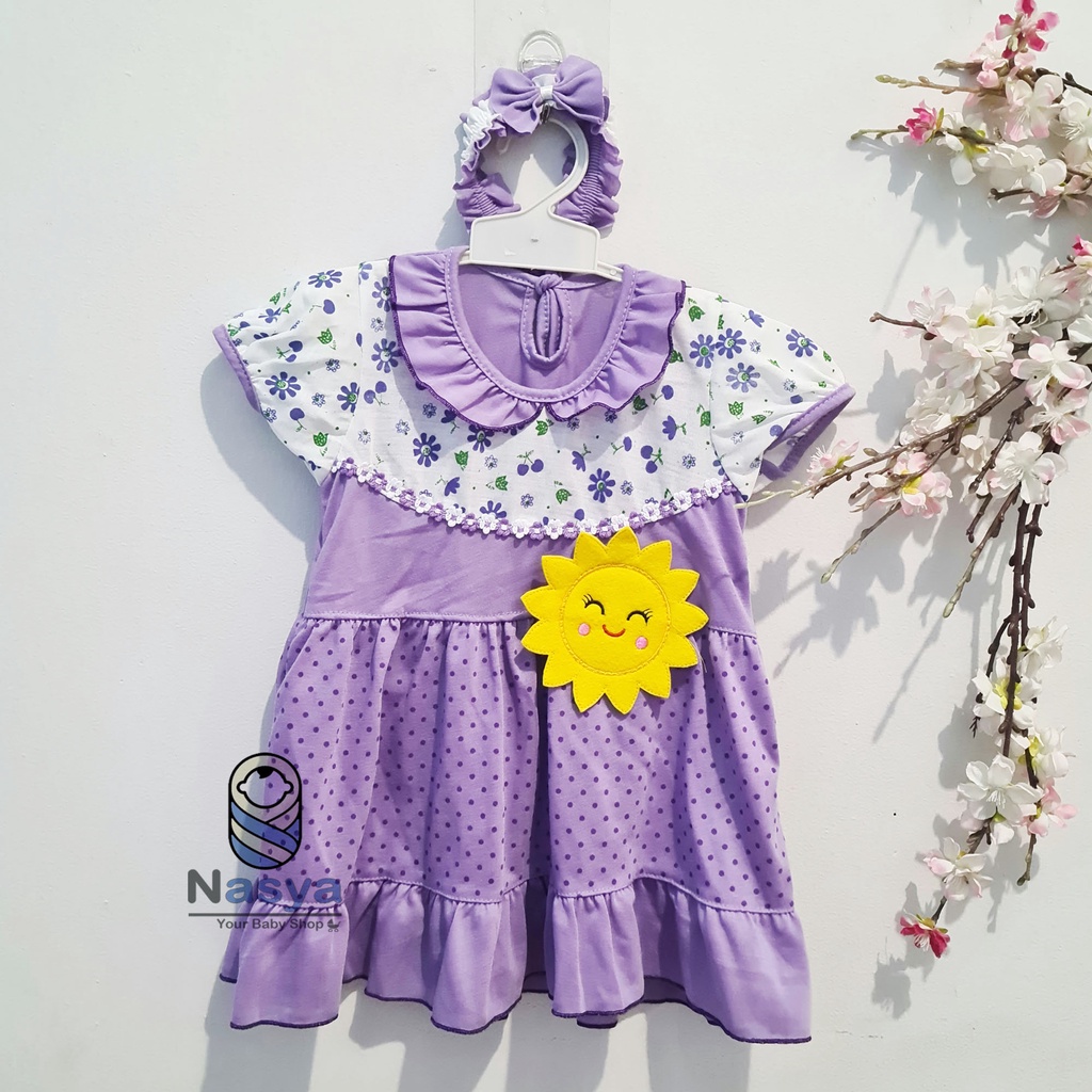 [P-012A] Dress Bayi Perempuan Lucu Motif Animal bonus BANDANA (6-18 bulan)