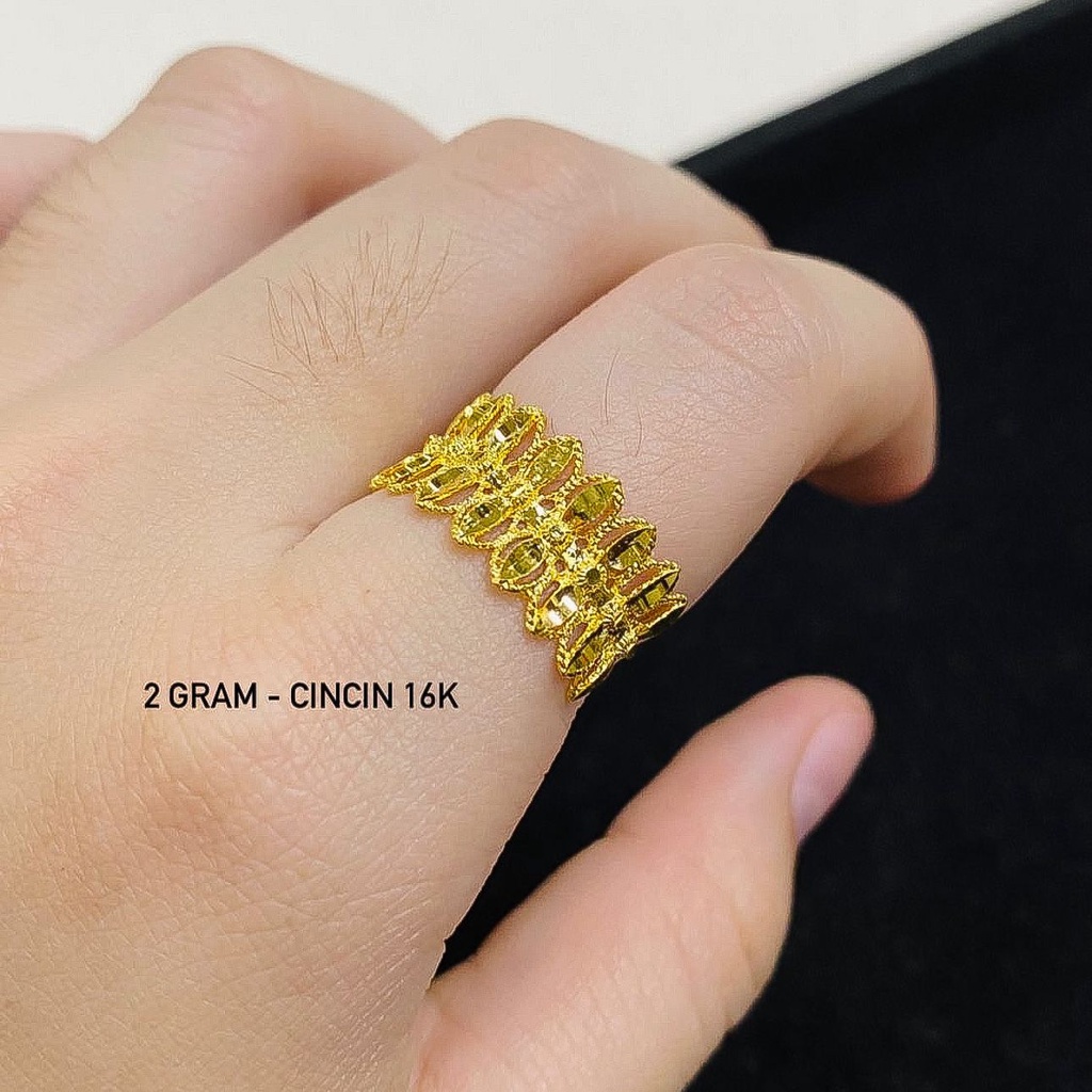 Cincin anak dan dewasa emas asli kadar 70 16k selisih yunani bunga kendari love lebar matahari