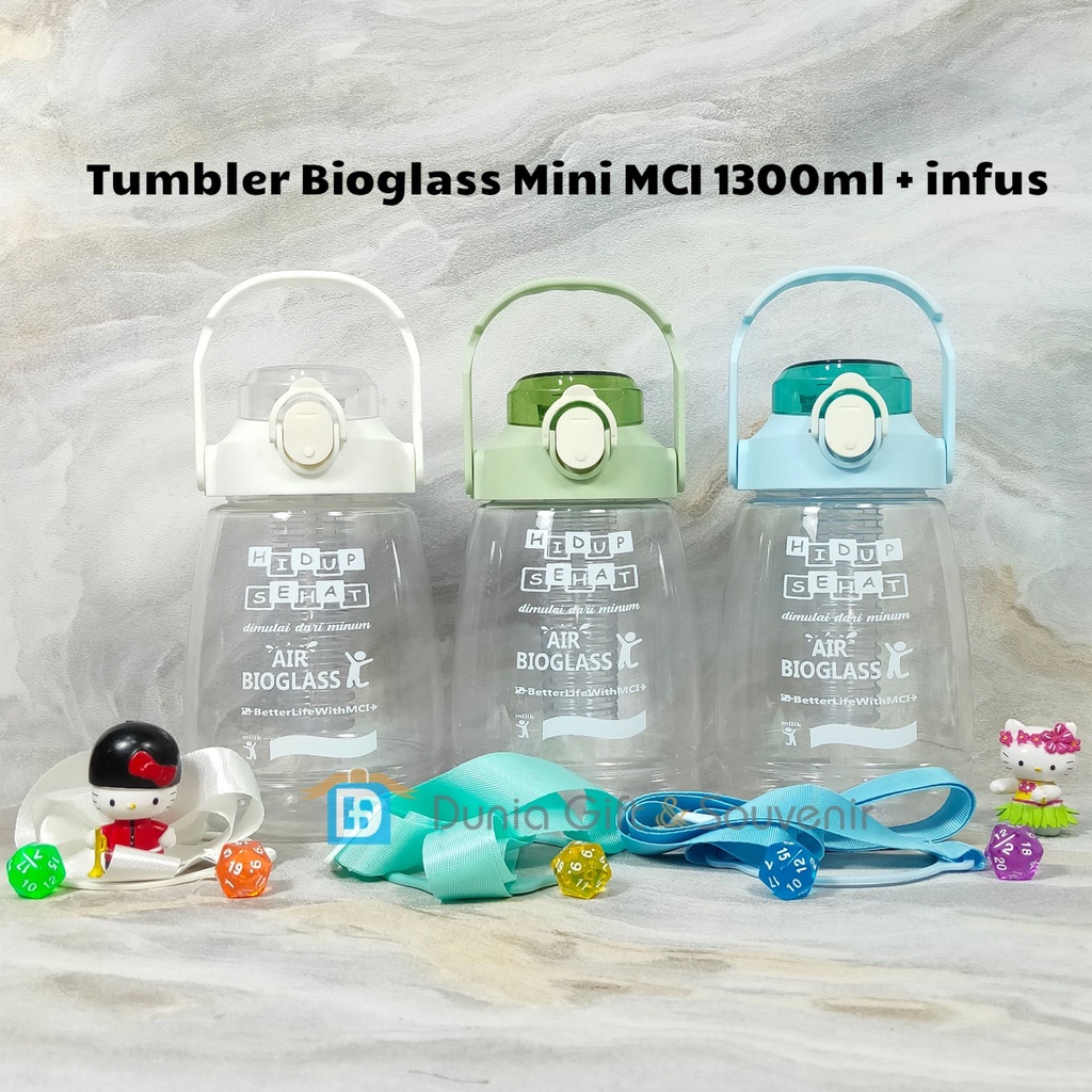 Botol Bioglass Infuser 1300ml ~ Botol Biomini Non VSN + Stiker dan Tali + Hp Holder.
