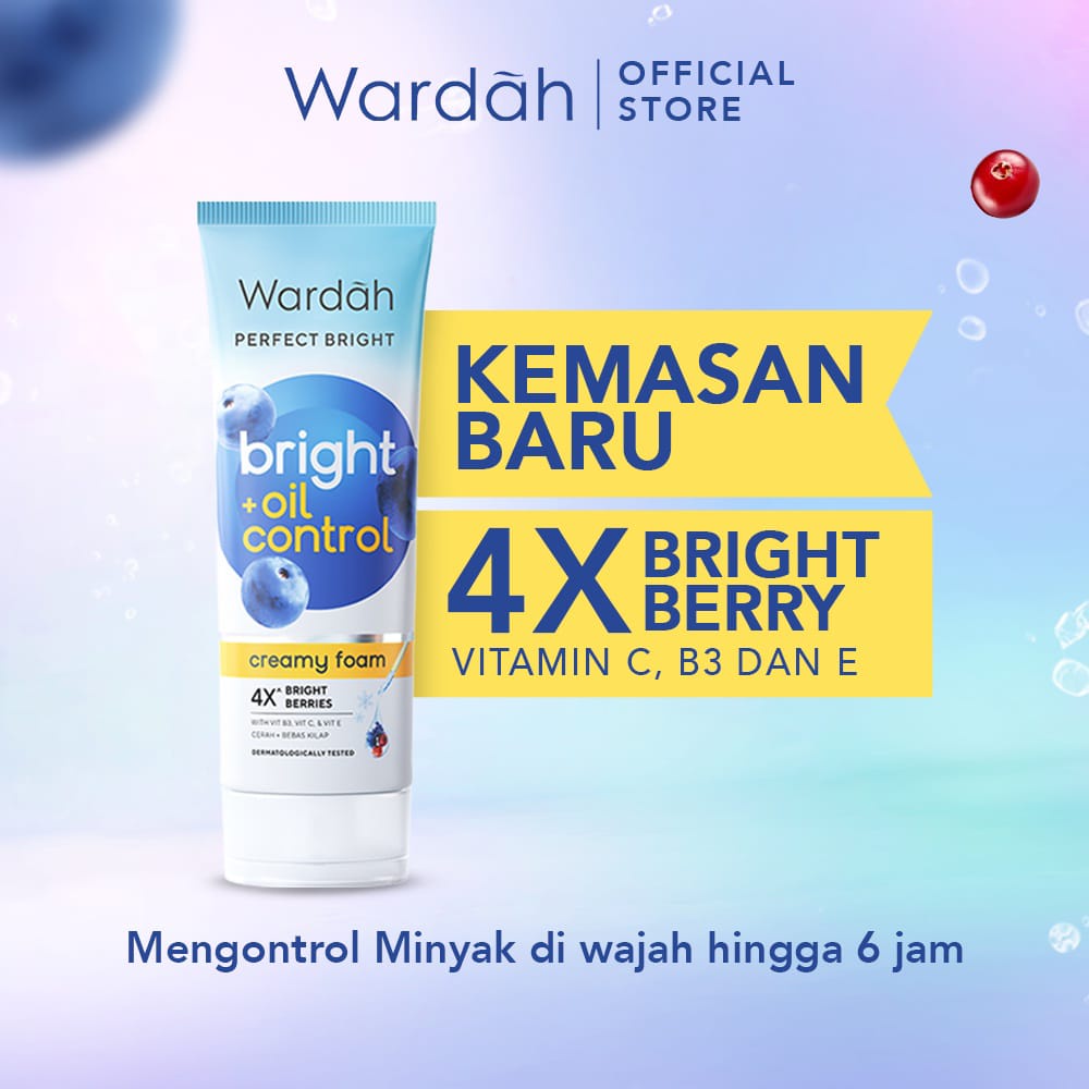 (Facial Wash) Wardah PERFECT BRIGHT Creamy Foam 100 ml / 50 ml Brightening + Smoothing/Oil Control - Kulit Normal Kering Dry / Berminyak Kombinasi Oily Skin - Sabun Cuci Muka Pembersih Pencuci Wajah Cleanser Pemcuci Face Wash Cleansing Fasial Perfek Brigh