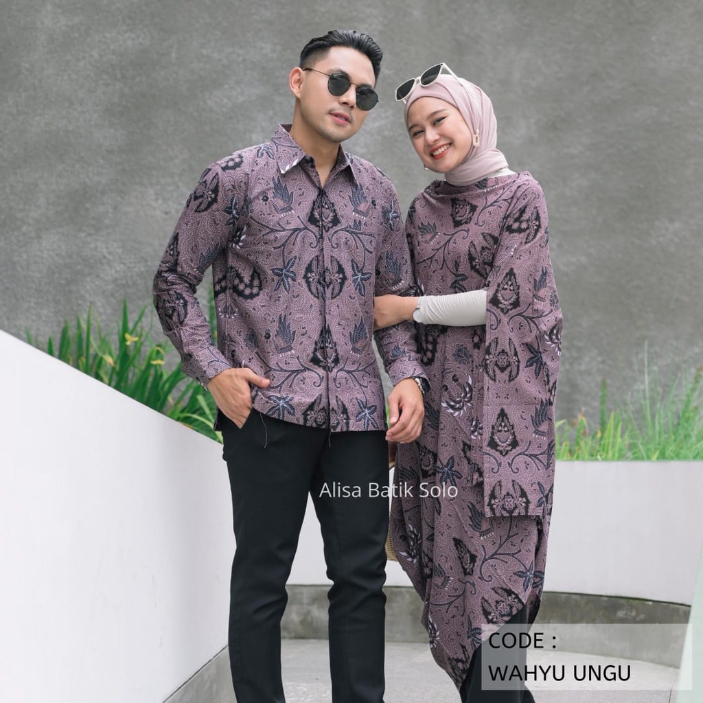 KAFTAN - Couple Kaftan WAHYU UNGU Neena Terlaris / Batik solo / Sarimbit Batik Kaftan / Kemeja Lenga