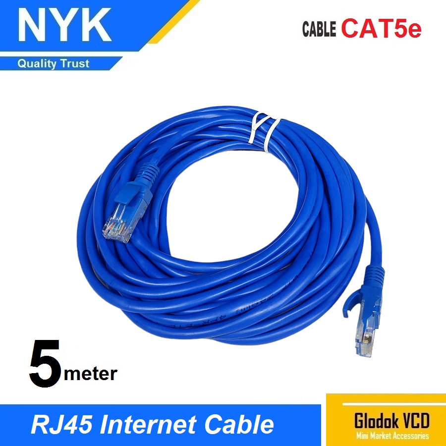 NYK Kabel LAN RJ45 UTP CAT5e 5M Ethernet Internet Cable Cat5