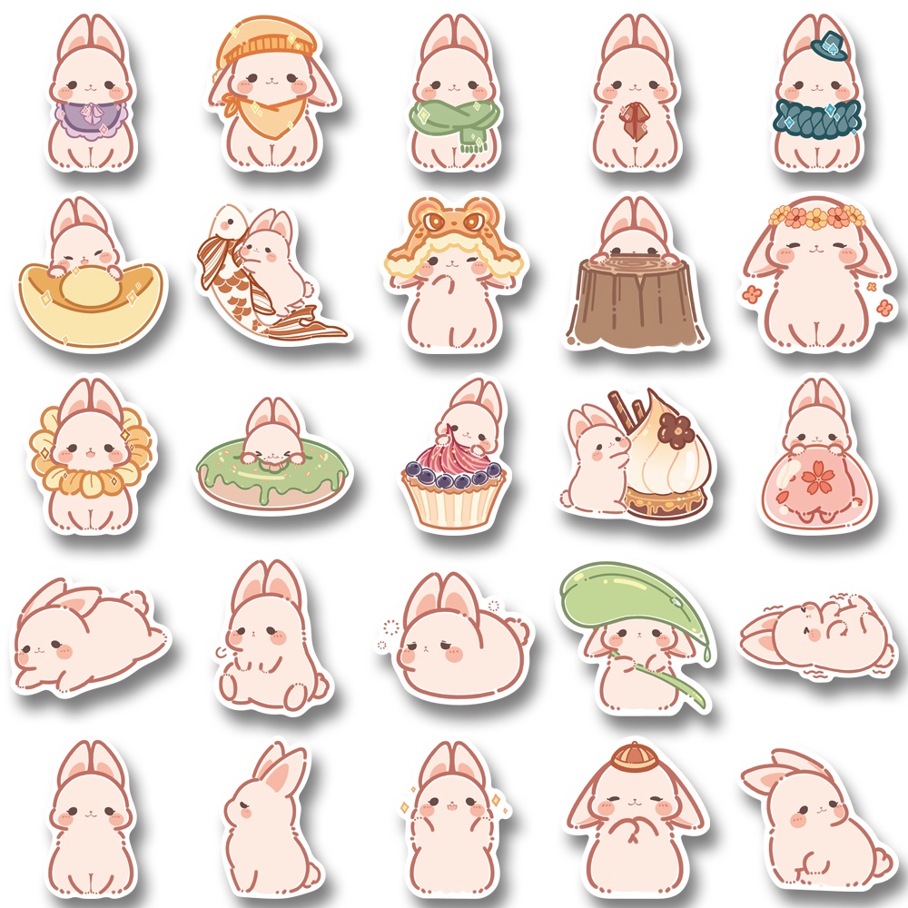 50 Pcslittle Rabbit Cheese Kartun Stiker Lucu Kreatif Tangan Aksen Stiker Komputer Cangkir Air Tahan Air Decal