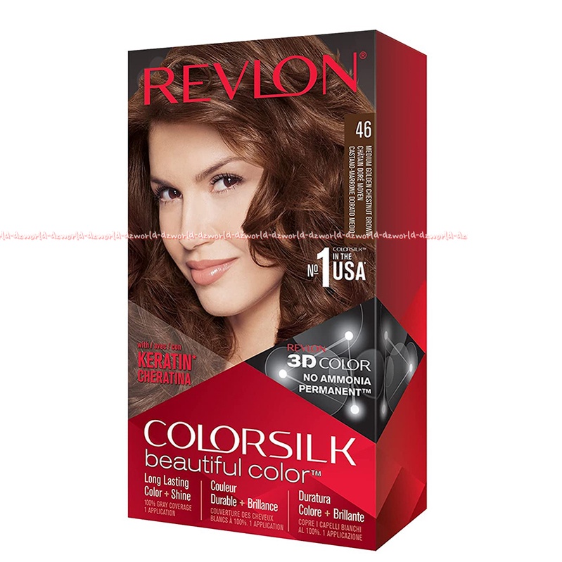 Revlon Colorsilk Hair no 46 Medium Golden Chestnut Cat Rambut Coklat Blonde Pewarna Rambut Pirang Co