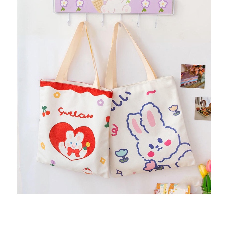 tas tote bag canvas cute kawaii animal tocu import