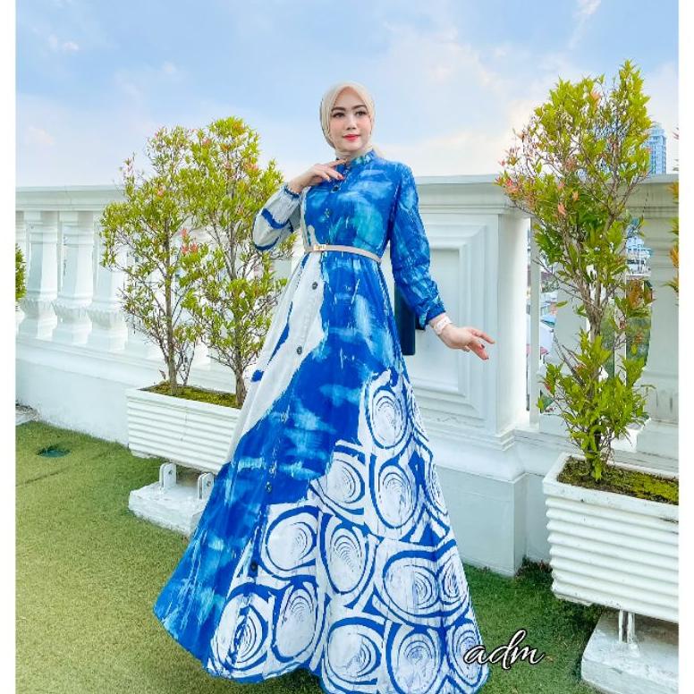 DISKON BLUE SKY DRESS / GAMIS TWILL CANDI MEKAR TERBARU SIZE S, M, L, XL dan Jumbo ld 120, 130 dan 1