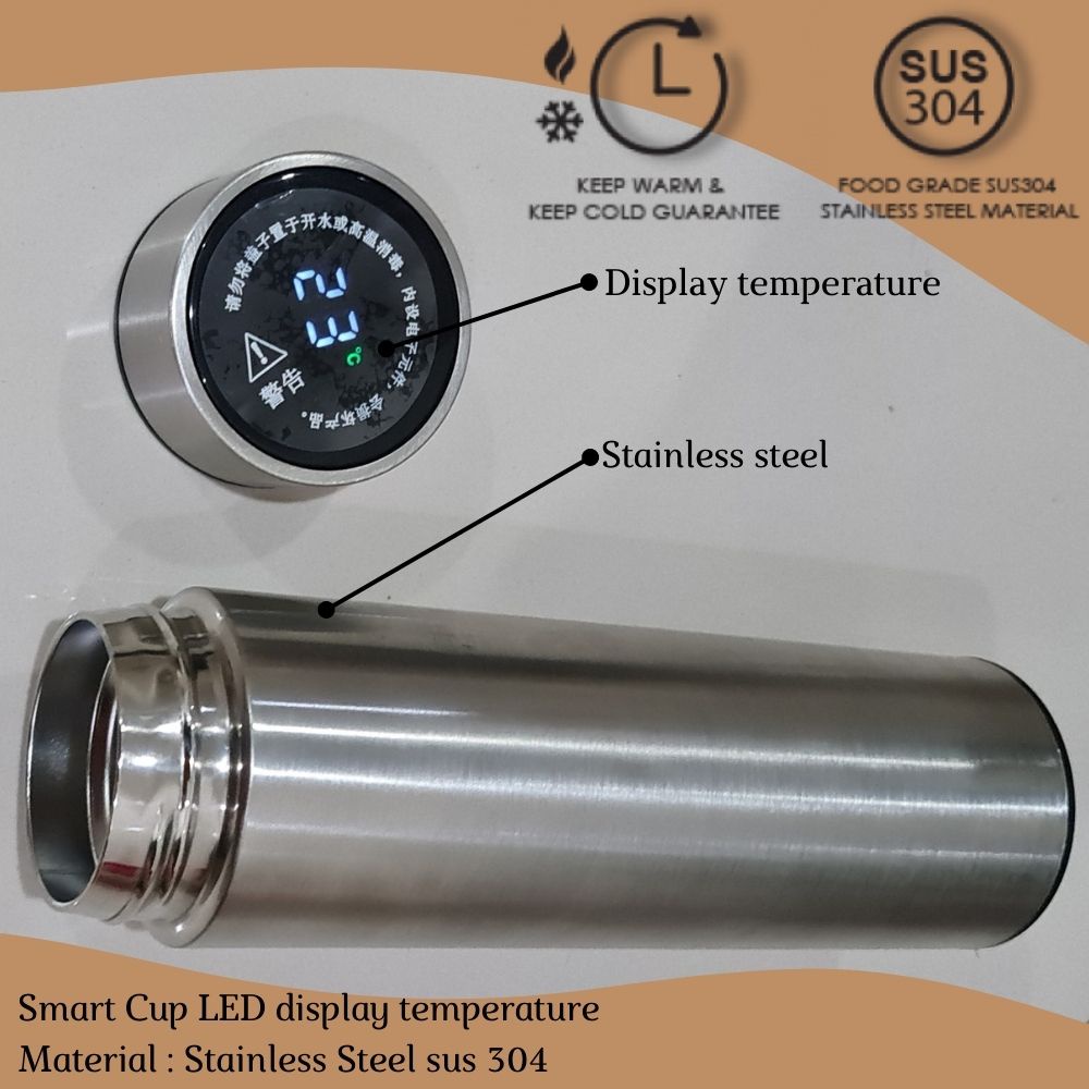 SMART TUMBLER 500Ml Thermos Temperature LED Display Vaccum Termos Suhu Botol Minum Stainless Steel