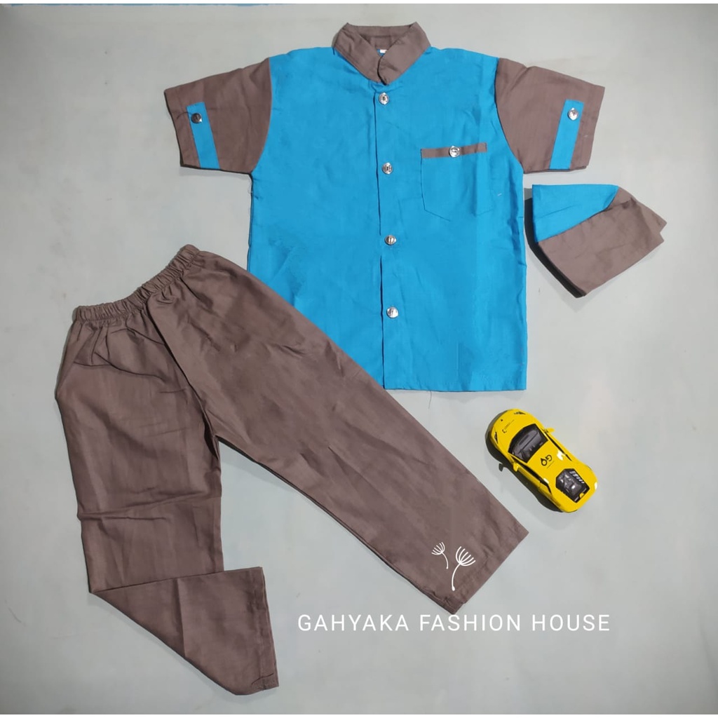 SETELAN KOKO ANAK BAHAN KATUN SIGARET PREMIUM USIA 2-9 TAHUN (ETALASE KHUSUS WARNA BIRU TURKISH)