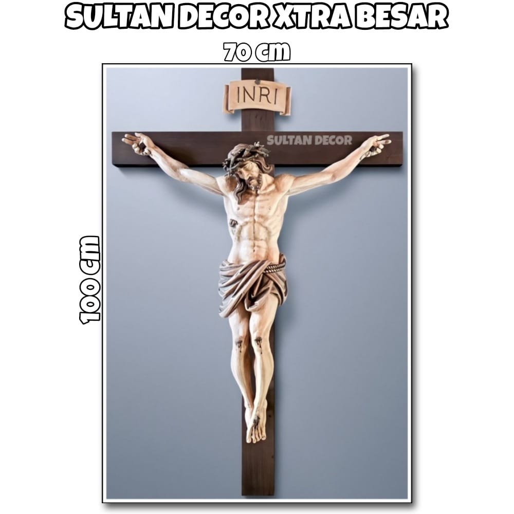 LUKISAN POSTER CETAK YESUS TERSALIP JUMBO 3D XTRA BESAR UKURAN 100X50CM 100X70CM 150X100CM 200X100CM