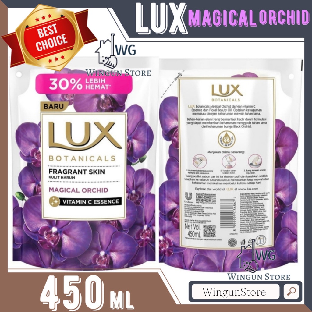 Lux Magical Orchid refill 450ml Sabun mandi cair Lux Ungu 450 ml