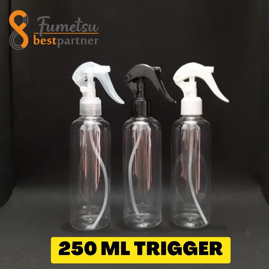 Botol Semprot Plastik PET Bening 250ml Tutup Spray Trigger Semprot Satuan