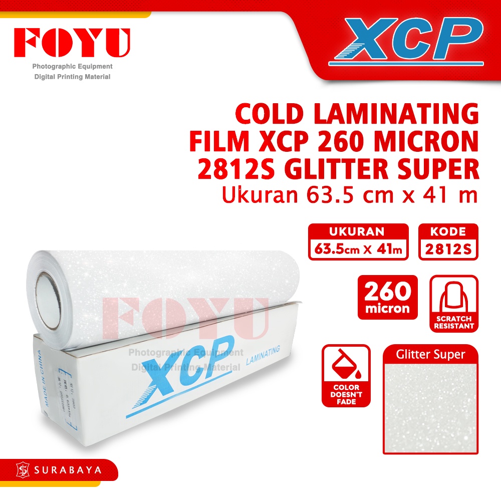 

Laminasi Laminating Dingin Cold Roll Gulungan Plastik Lem Stiker Album Kertas Foto Photo Paper XCP 260 mic 63.5CMx41M Glitter Super 2812S