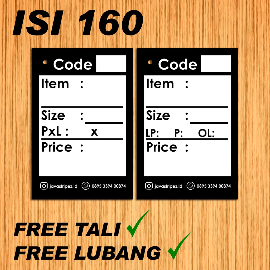 

HANG TAG / HANTAG / HENGTEG POLOS / PRICE TAG / LABEL HARGA