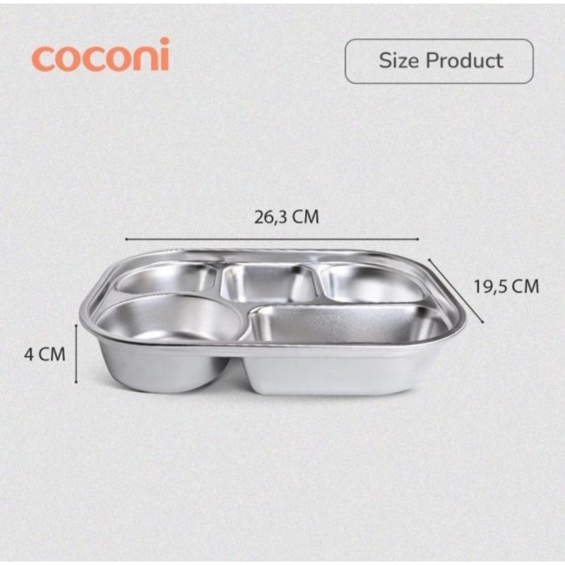 COCONI Premium Stainless Food Tray with Lid / Piring Makan Stainless