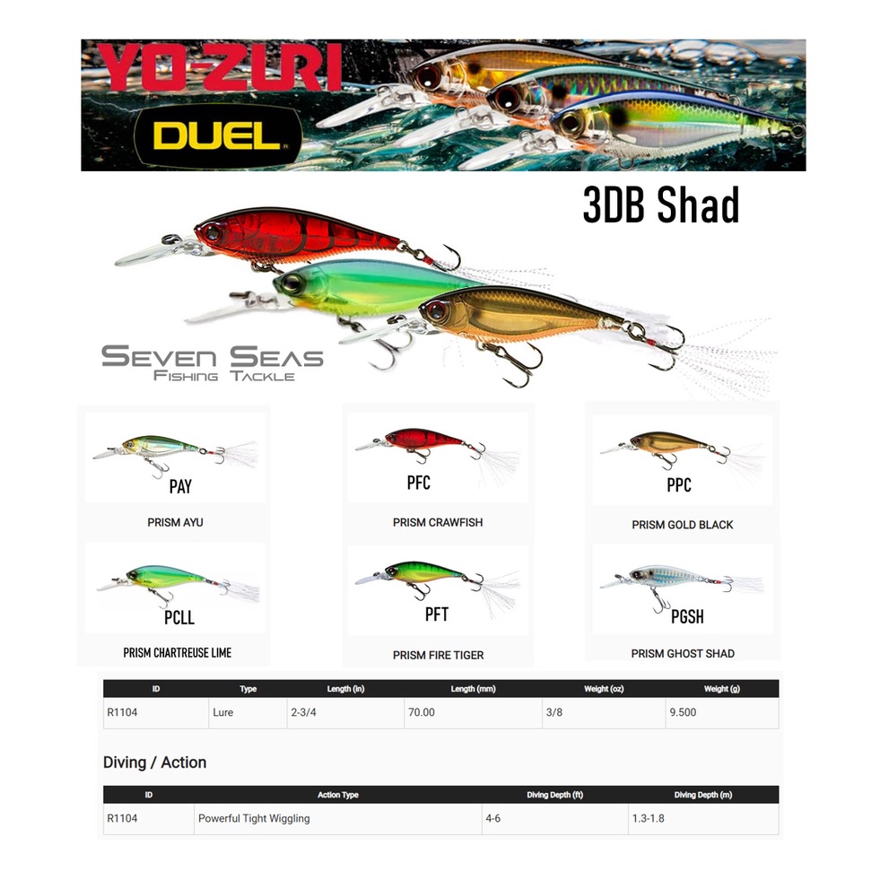 Yo-zuri 3DB SHAD (SP) 70mm Crack Bait Lure Casting Umpan Pancing