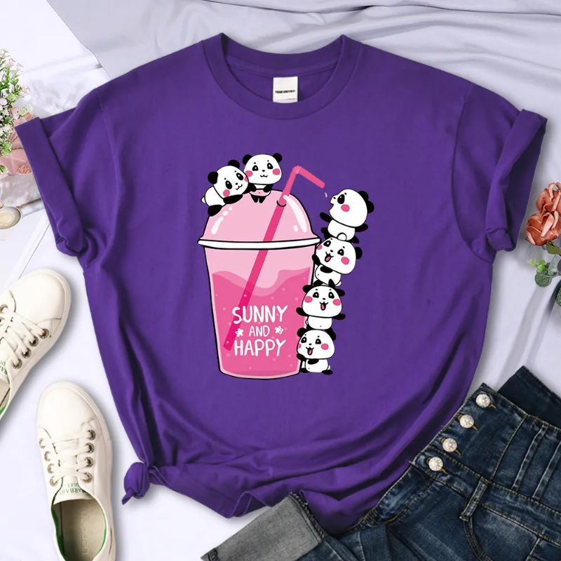 Kaos Wanita Panda Boba Lucu Oversize Lengan Pendek Jumbo Baju Panda Wanita Anime Kartun Aesthetic Tebal T-shirt Gambar Panda Beruang Minuman Boba Jumbo Katun Combed Kaos Atasan Cewek Motif Gambar Lucu Oversize All Size Lengan Panjang Baju Kaos Distro XXXL